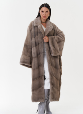 Норковая шуба оверсайз с английским воротником