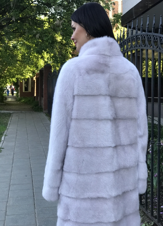 фото Светлая норковая шуба  модель № S-776