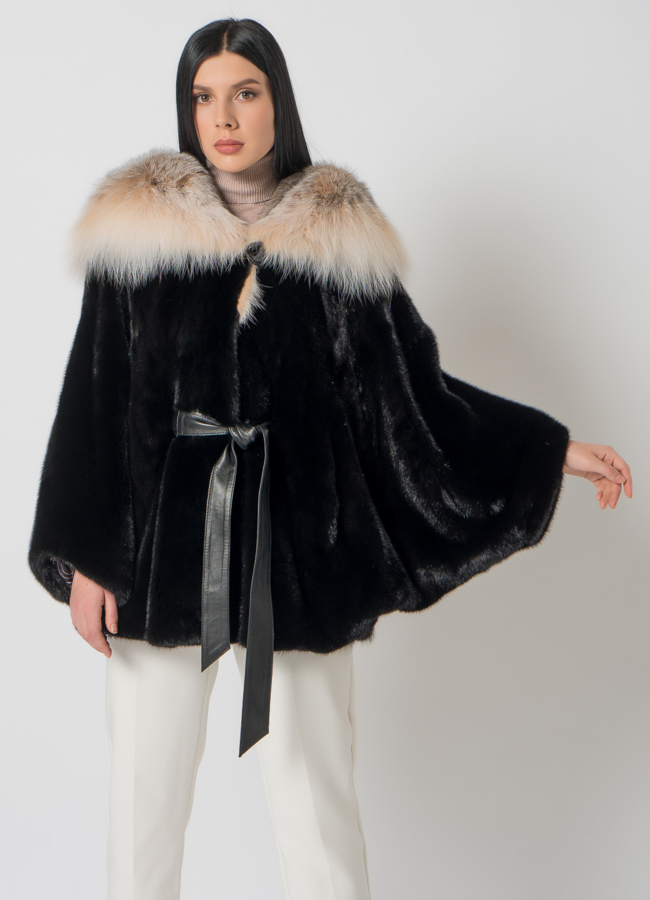 Шуба из скандинавской норки с рысью модель № 1405 универмаг малина