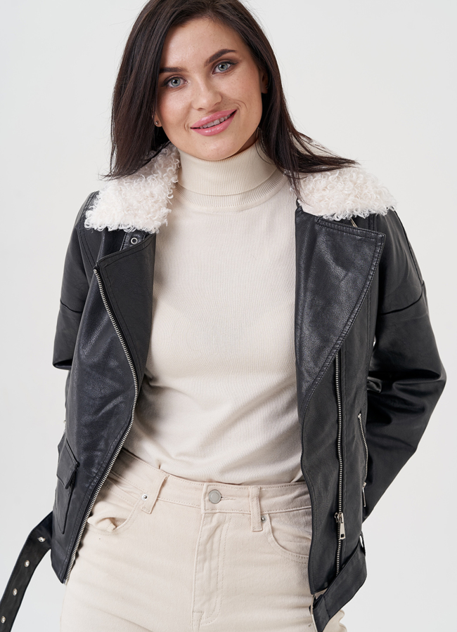 Куртка косуха демисезонная из эко кожи на утеплителе модель № 23997 универмаг малина