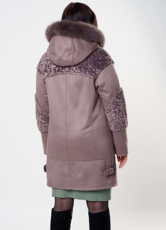 Дубленка из эко кожи с капюшоном модель № 82005 универмаг малина