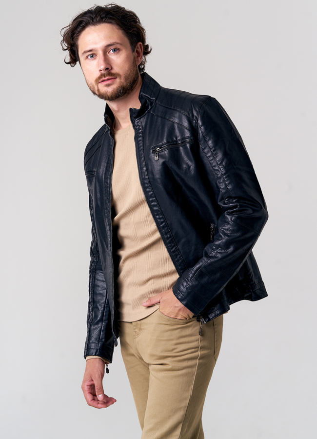 Куртка из эко кожи черного цвета модель № 1298 универмаг малина