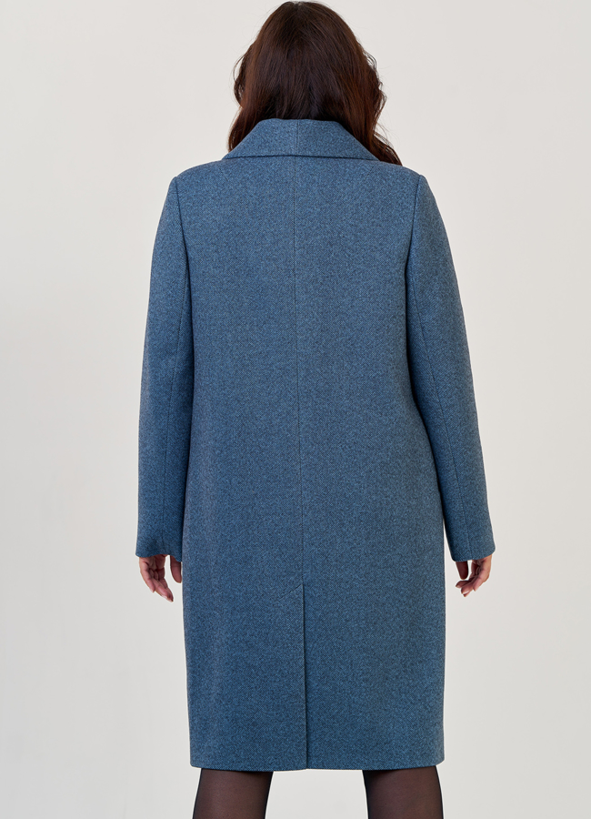 Женское пальто с английским воротником в синем цвете модель № 23182 в кредит