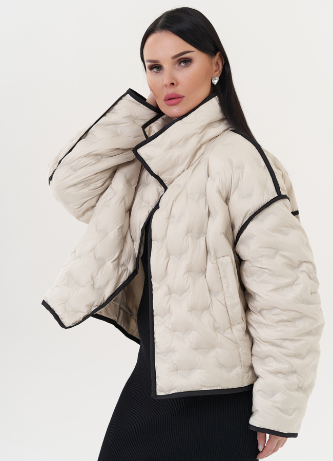 Женская легкая куртка в бежевом цвете модель № 26664 универмаг малина