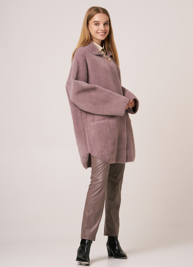 Женское полупальто из микроворса модель № 9826 универмаг малина