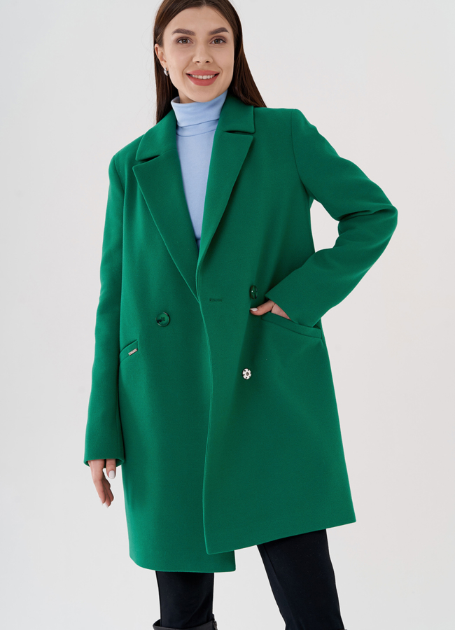 Женское пальто-пиджак в зеленом цвете модель № 24326 универмаг малина