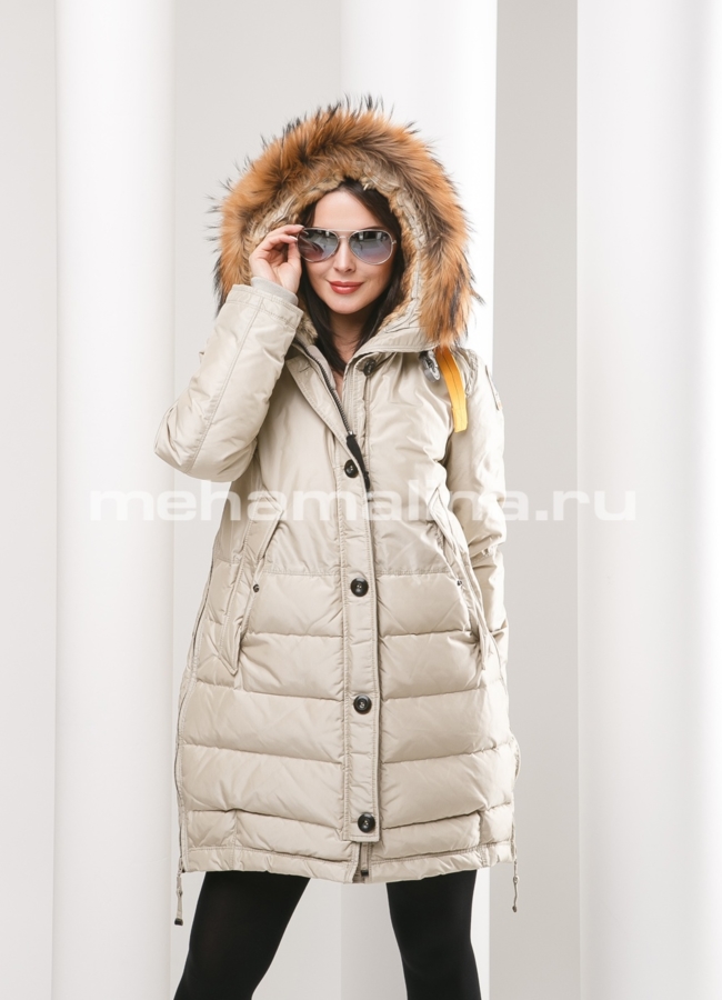 Пуховик  модель № П-122 меха малина