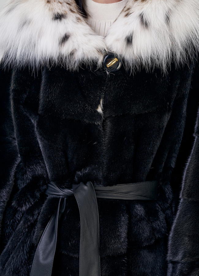 Шуба из норки с рысью модель № 78846 в рассрочку