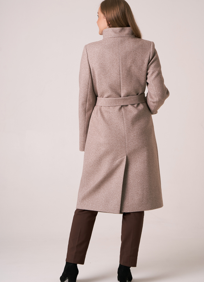 фото Женское удлиненное пальто со стойкой модель № 10820