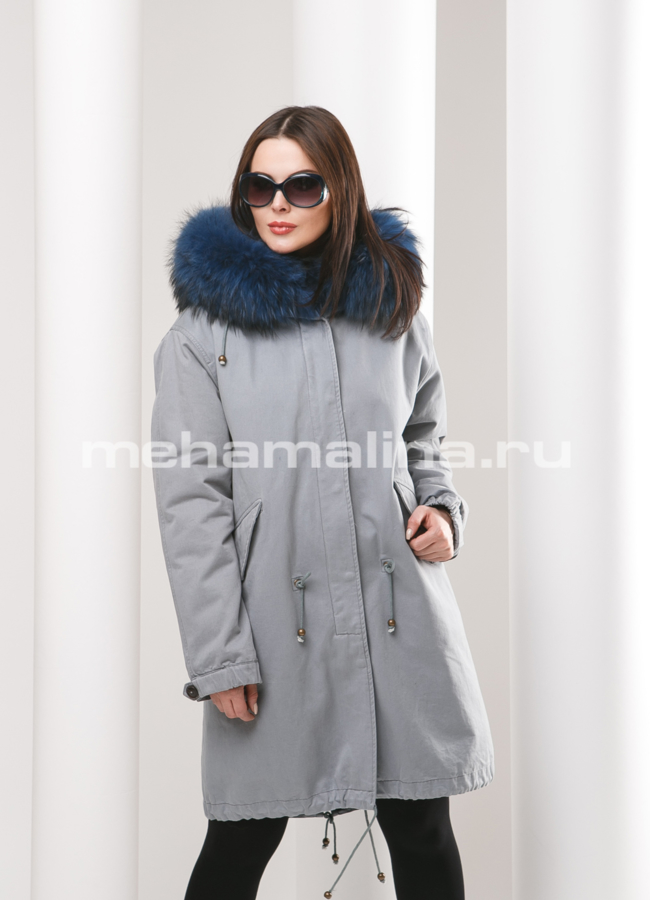 Женская парка модель № П-134 меха малина
