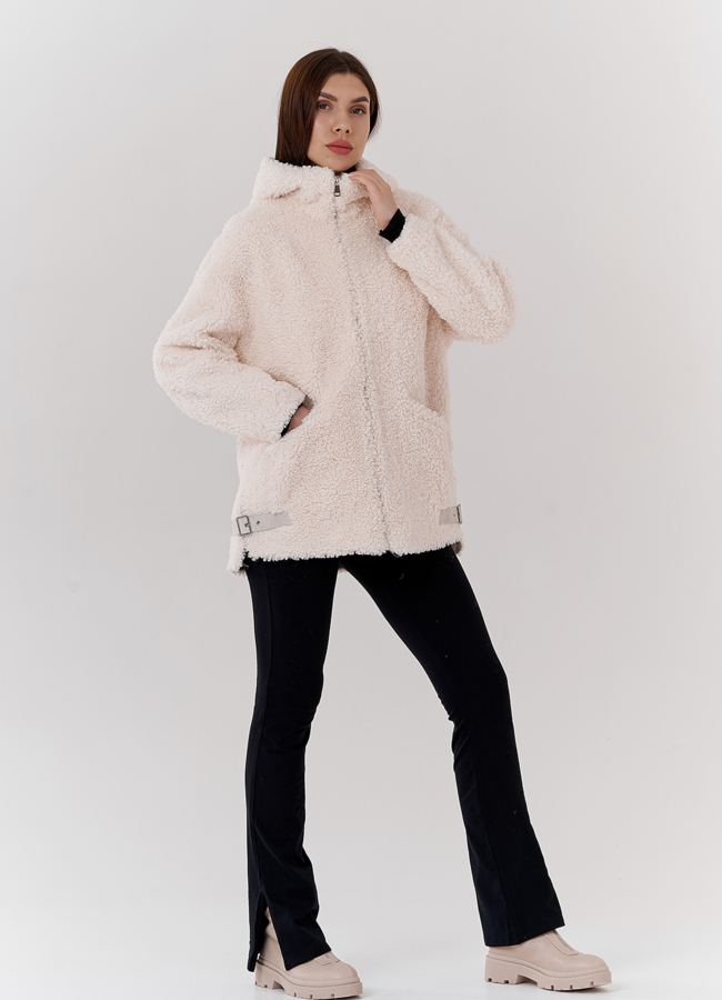 Женская куртка с капюшоном из искусственного меха модель № 24323 в рассрочку