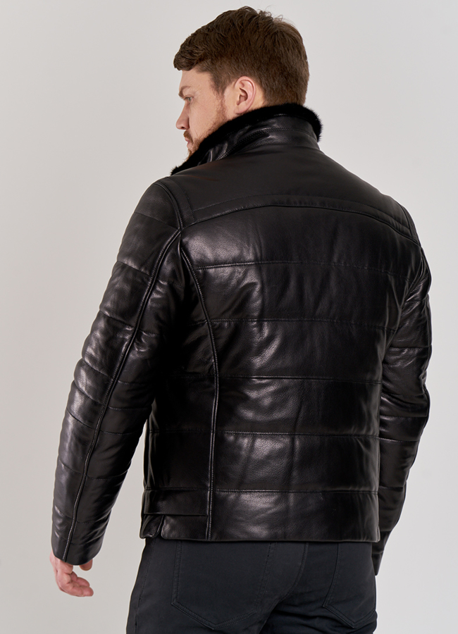 Мужская зимняя куртка с мехом норки модель № П-508 в кредит