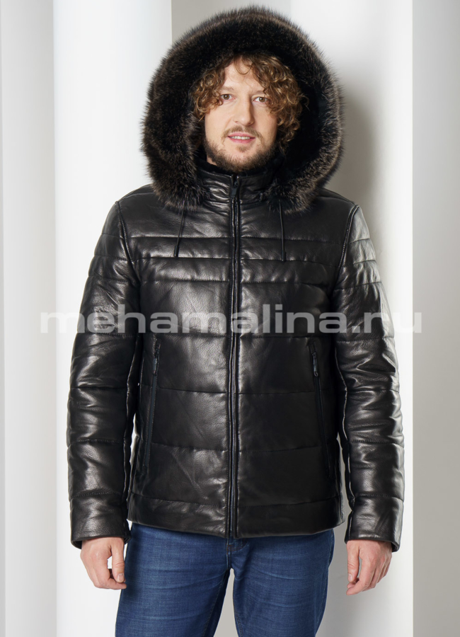 Мужской пуховик с капюшоном на молнии модель № KP-233 универмаг малина