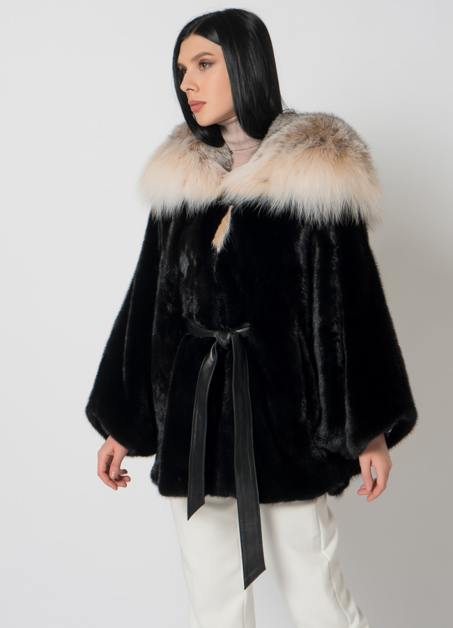 Шуба из скандинавской норки с рысью модель № 1405 универмаг малина