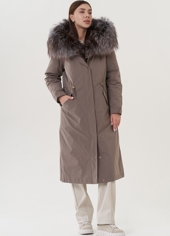 Женская парка с меховой отделкой  модель № 25782 в кредит