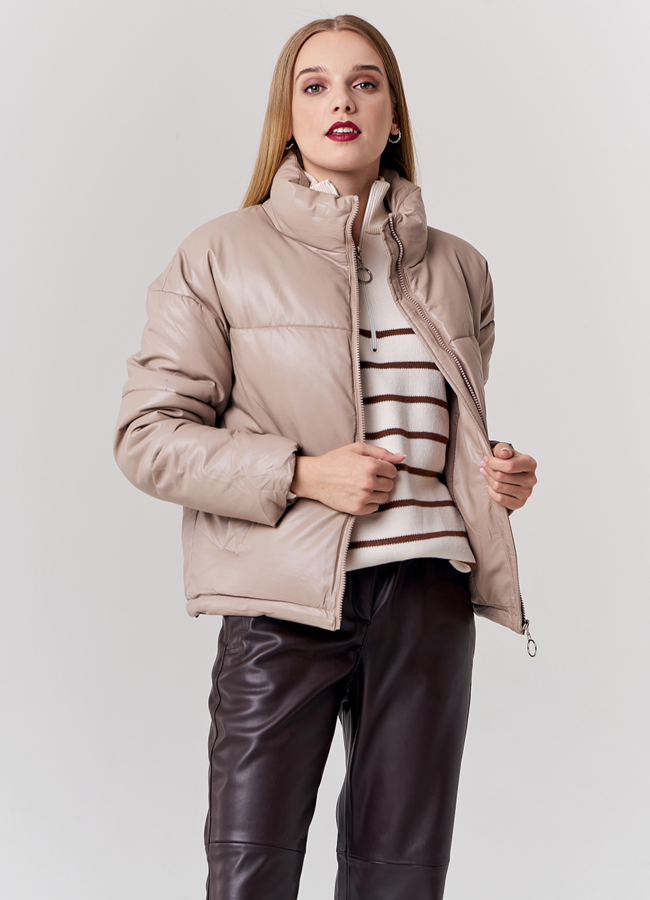 Куртка из эко кожи с воротником стойкой  модель № 21880 универмаг малина