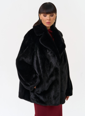 Женская шуба из скандинавской норки с английским воротником