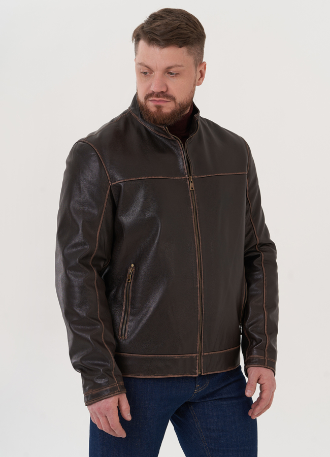Куртка из натуральной кожи под винтаж модель № 26925 в кредит