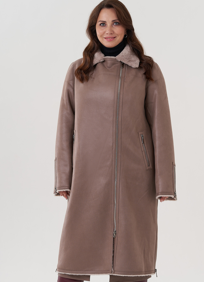 Женская дубленка  из эко замши  модель № 81993 в рассрочку