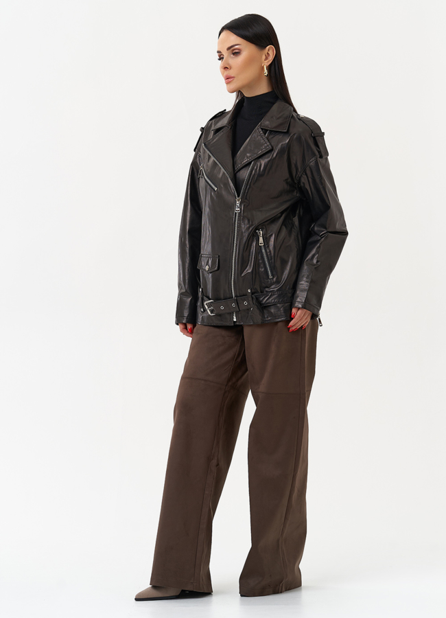 Удлиненная кожаная куртка-косуха модель № 215444 универмаг малина Удлиненная кожаная куртка-косуха модель № 215444 универмаг малина