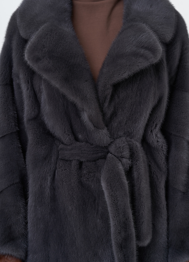 Норковая шуба с английским воротником  модель № 29166 универмаг малина