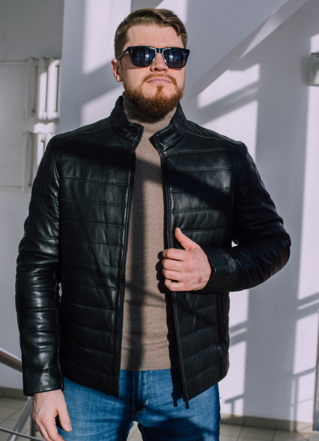 Куртка мужская из натуральной кожи  модель № 22033 в рассрочку