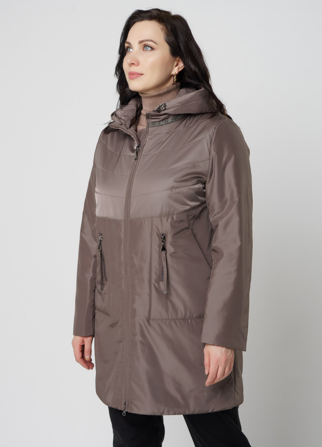 Полупальто женское серого цвета модель № 20680 в кредит