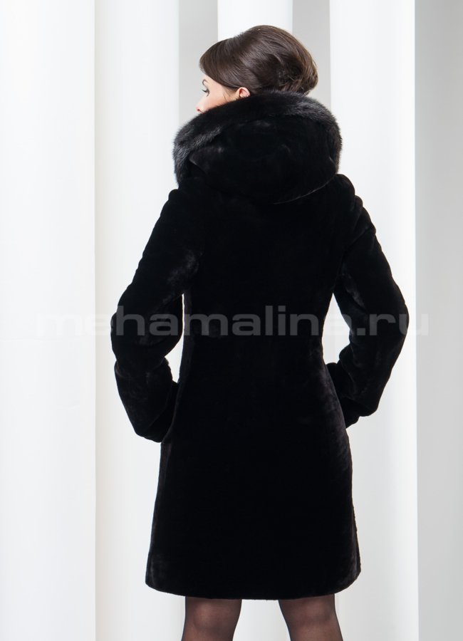 Шуба мутон на поясе.  модель № S-134 в рассрочку