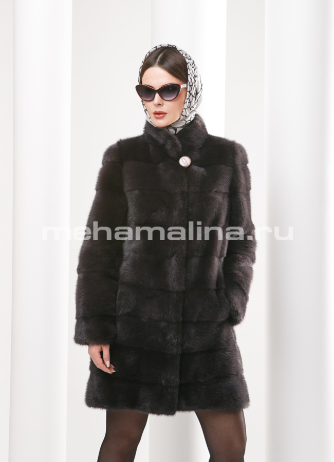 Шуба норка модель № S-495 меха малина