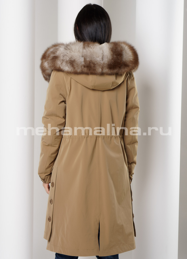 Парка с капюшоном на молнии, отделка песец модель № 3952 в кредит