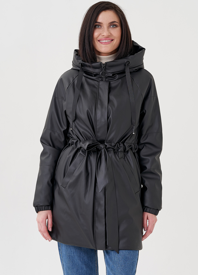 Женский плащ из эко кожи на утеплении модель № 397 в рассрочку