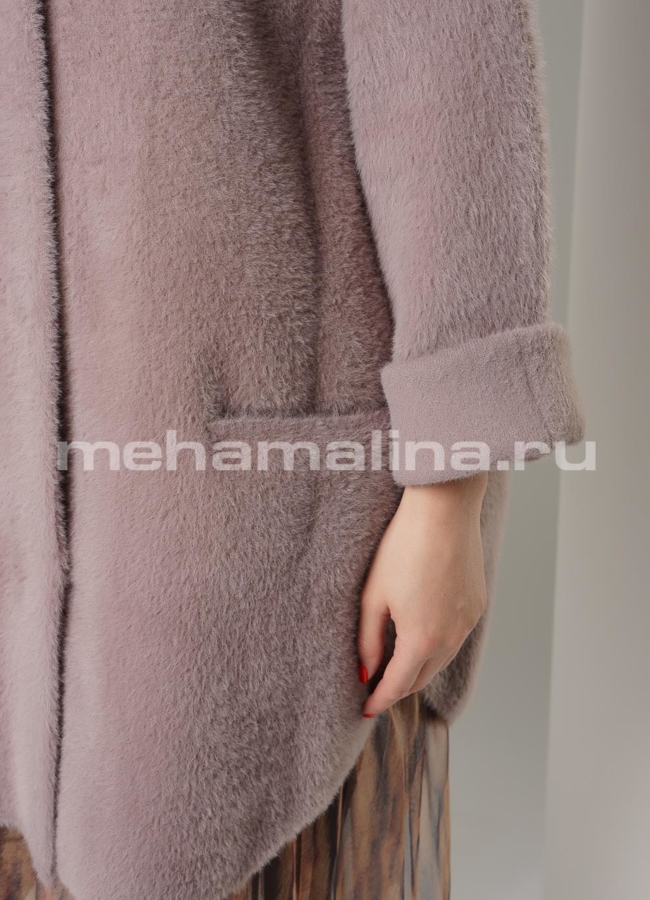 Пальто из микроворса с отложным воротником модель № 9826 универмаг малина