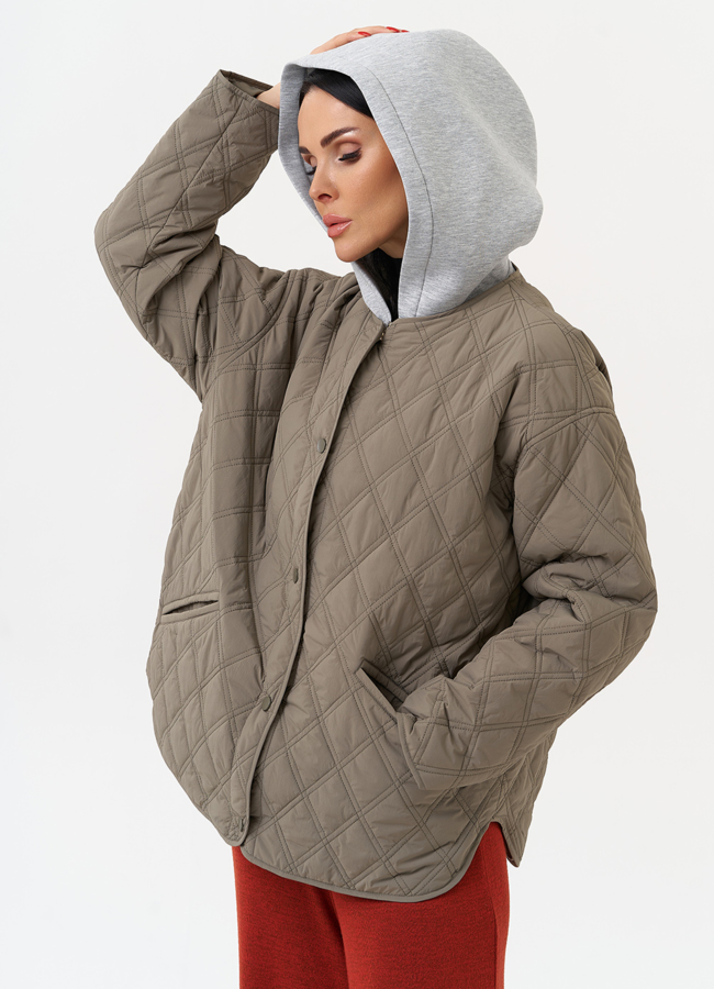 Женская куртка со съемным трикотажным капюшоном модель № 30045 универмаг малина