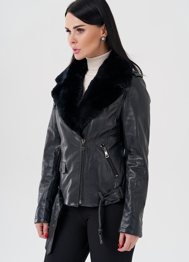 Куртка из натуральной кожи с мехом модель № 80205 универмаг малина