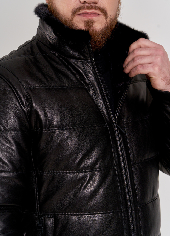 Мужская зимняя куртка с мехом норки модель № П-508 в рассрочку