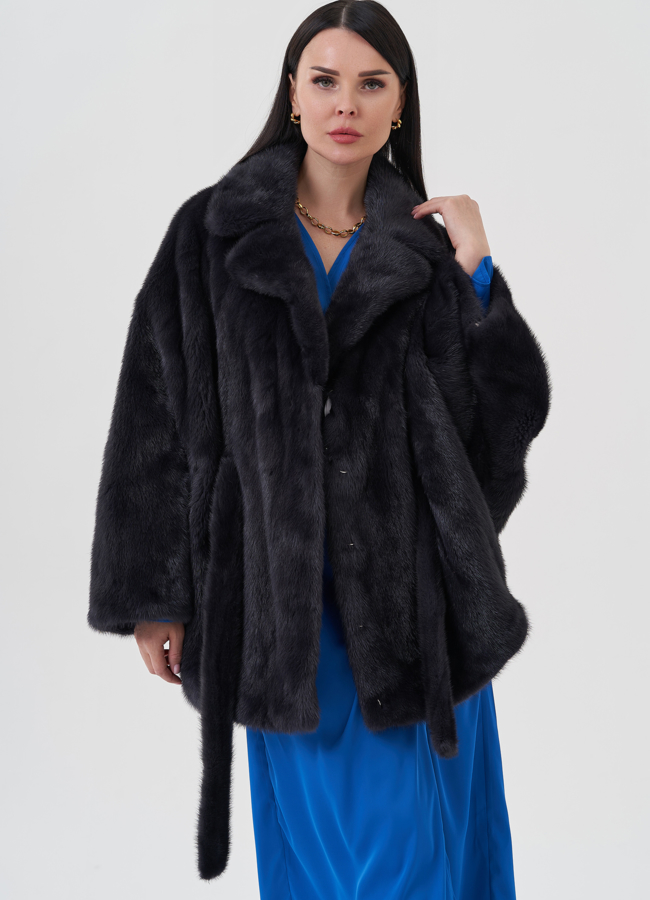 Шуба из норки с английским воротником  модель № 24657 универмаг малина