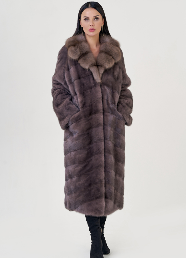 фото Шуба из норки с английским воротником модель № 76944