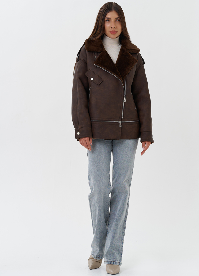 фото Женская дубленка из эко кожи модель № 27753