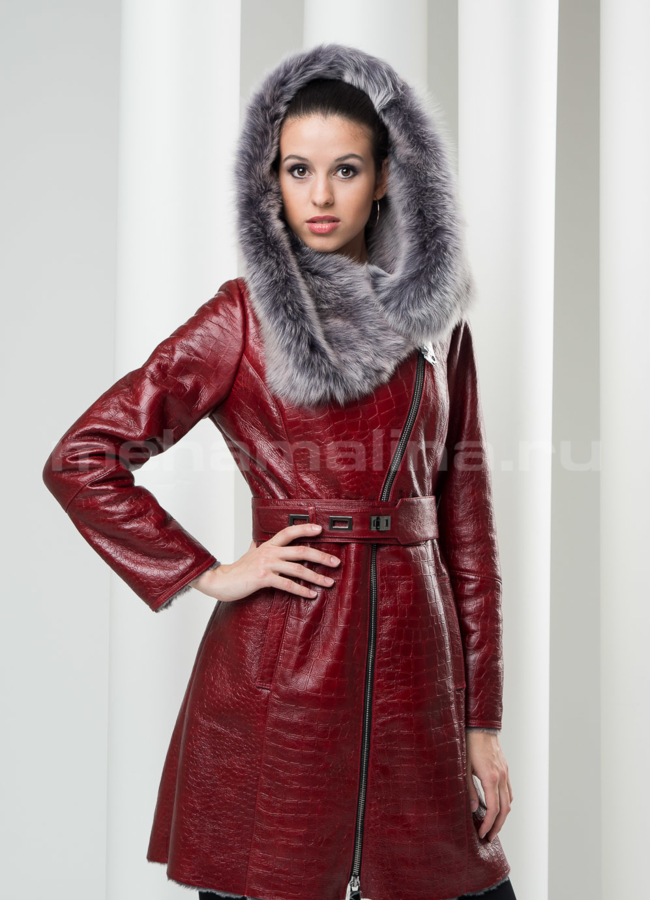 Дубленка на молнии модель № D-91 меха малина Дубленка на молнии модель № D-91 меха малина