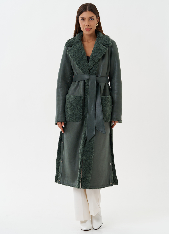 фото Двухсторонняя дубленка из эко кожи модель № 27778