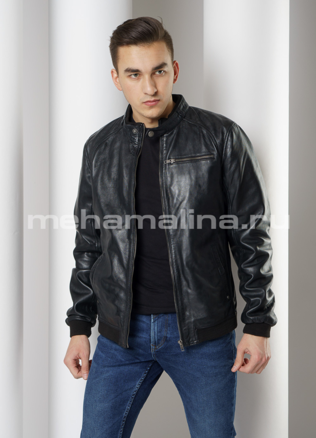 Куртка из натуральной кожи на молнии модель № 1015 универмаг малина