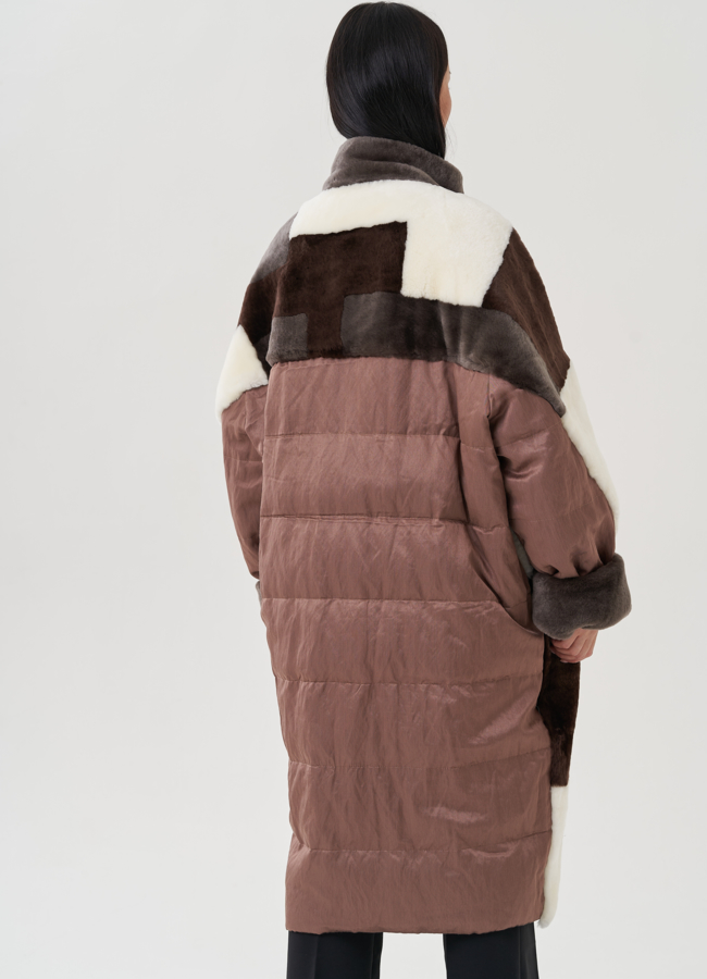 Пальто утепленное с овчиной модель № 25486 универмаг малина