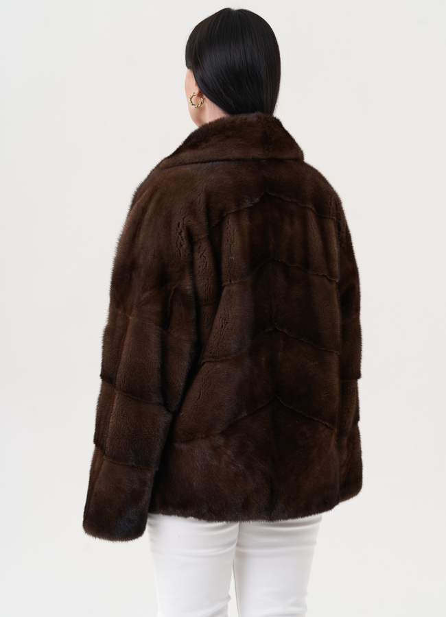 Укороченная шуба из меха норки модель № 24713 универмаг малина