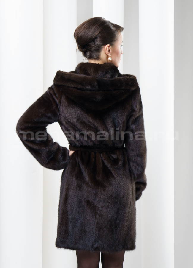 Шуба норка френч 90см, махагон модель № S-168 в кредит