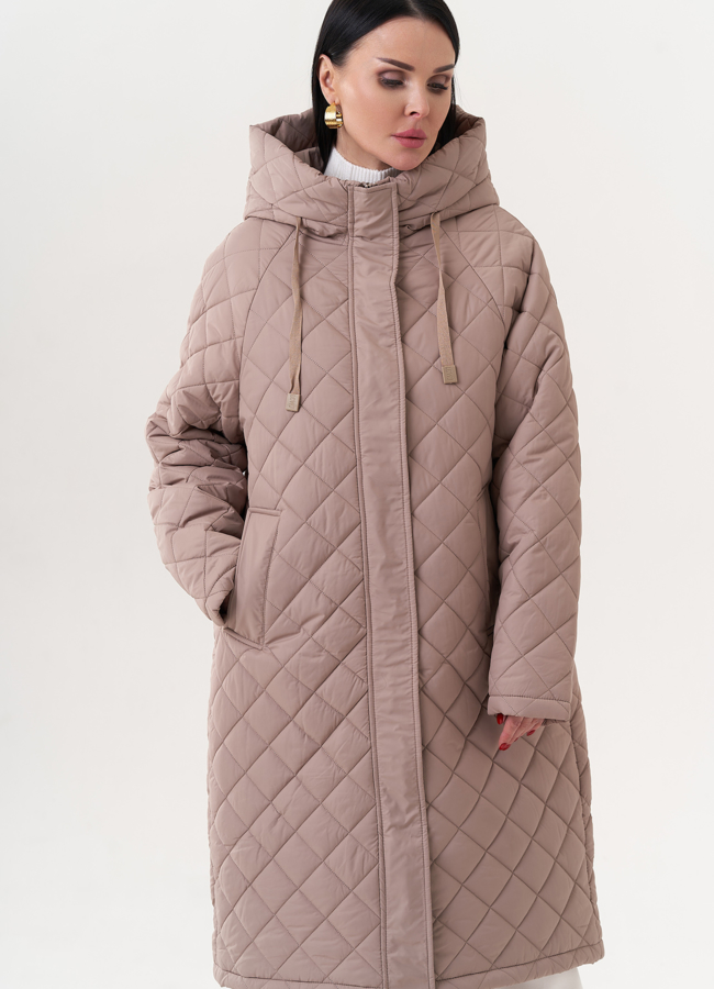 фото Стеганое пальто с капюшоном модель № 25620