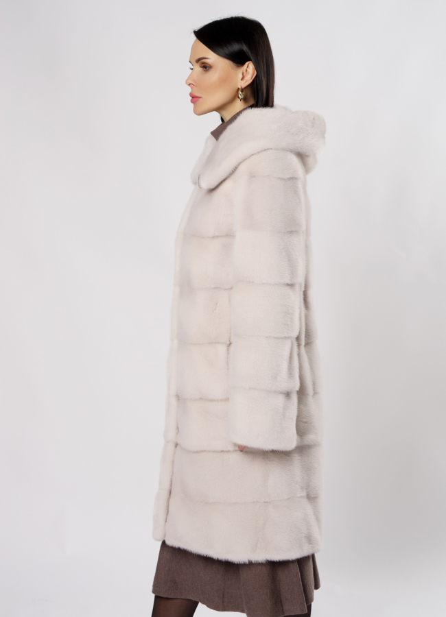 Светлая норковая шуба трансформер модель № S-861 универмаг малина