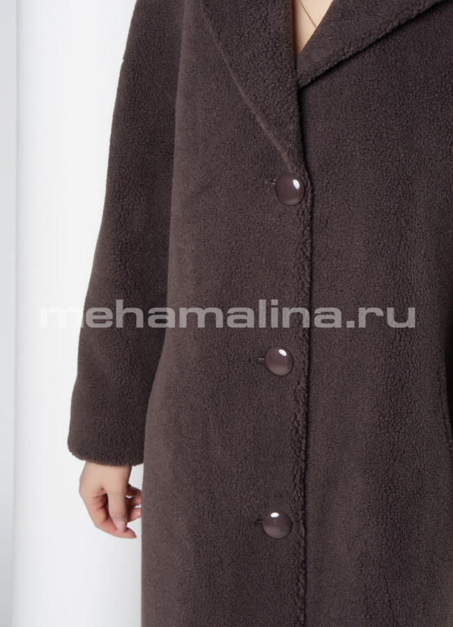 Пальто из эко меха с английским воротником на пуговицах  модель № 813 в рассрочку