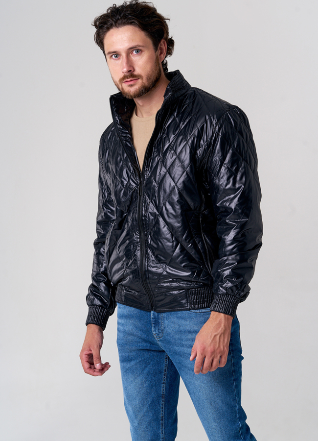 Куртка бомбер из эко кожи черного цвета модель № 2006 универмаг малина