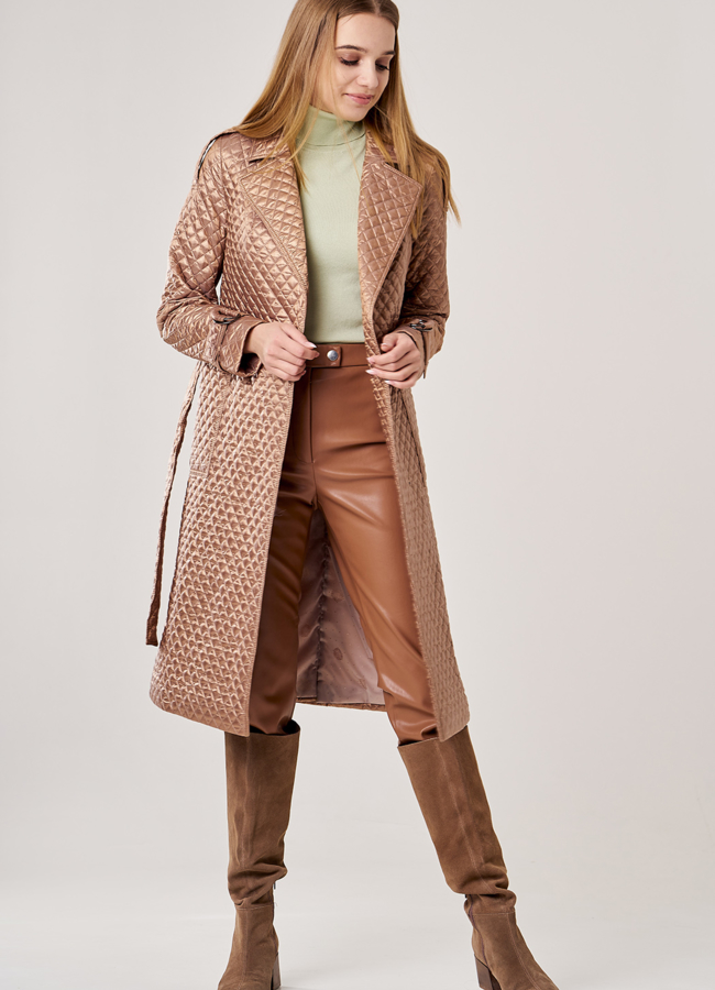 Пальто демисезонное бежевого цвета модель № 20555 универмаг малина