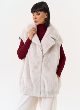 Женский бомбер из эко меха со съемными рукавами Женский бомбер из эко меха со съемными рукавами